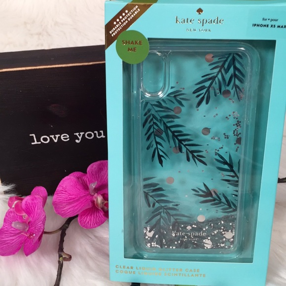 ♠️ Kate Spade iPhone XS MAX Clear Glitter Liquid - Picture 1 of 3